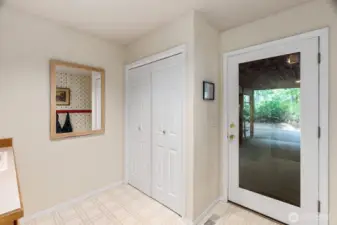 Mud room as you enter from the carport is a great spot to drop dirty stuff, store pet things, and more