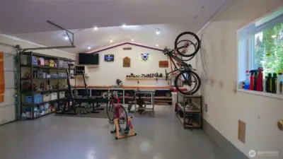 Plenty of room in the shop for storage, and all of your hobbies. Power and heat.