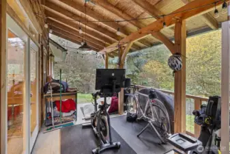 Back deck offering shade and outdoor living space