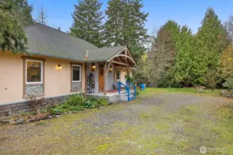 Peaceful setting with towering trees and lush surroundings