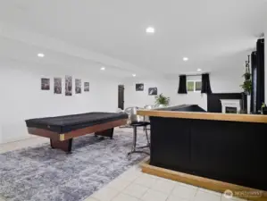 Fully finished basement w/ pool table.