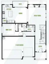 Main Floor - For illustrational purposes only. Actual plans and specs may vary. Some features may be considered upgrades.