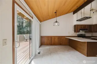 Breakfast nook off kitchen and access to view deck