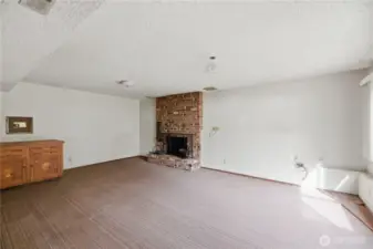 Lower level family room with kitchenette