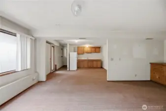 Lower level family room with kitchenette and separate entry