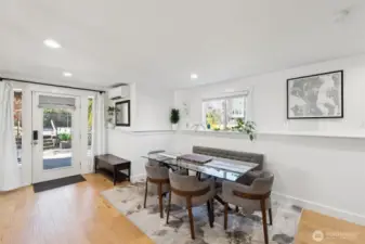 Kitchen dining area opens to backyard