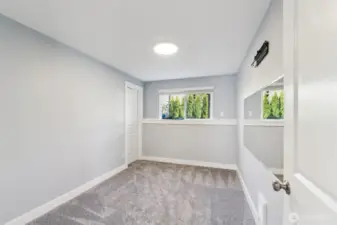 One of two downstairs bedrooms.