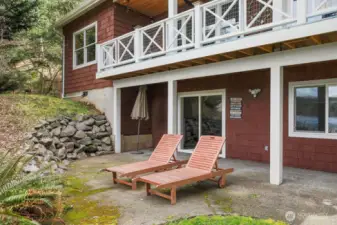 lower level patio is partially covered