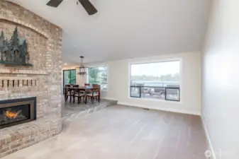 Spacious open concept living and lovely views of the lake