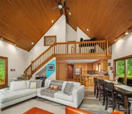 View of the loft showcasing the open concept kitchen/living/dining