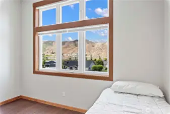 Lower level bunk room with river view