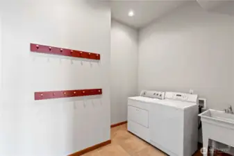 Lower level laundry room with utility sink