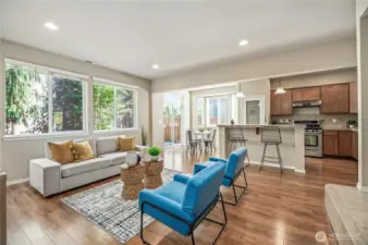Large great room perfect for entertaining.