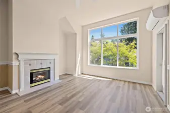 Gas fireplace, AC, and an abundance of natural light