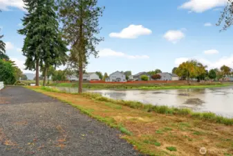 Close up view of the walking trail behind the house that is perfect for a morning or afternoon stroll.