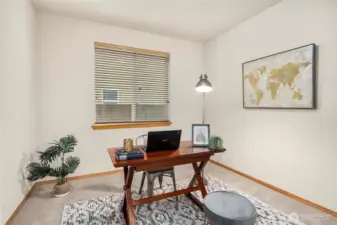 Main floor office with French doors
