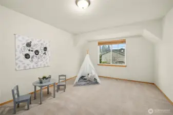 Upper level bonus room.  Perfect for crafts, 2nd office, home school or family room fun.