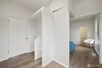 Primary closet on main floor.