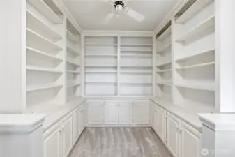 Library with built-in bookshelves, perfect for a home office or reading retreat.