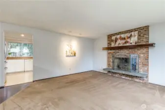 Gas fireplace with classic brick surround