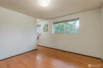 Primary bedroom connects to the full hall bathroom