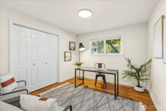 3rd bedroom staged as a home office