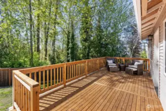 NEW cedar decking, railing & stairs on this entertainment deck!