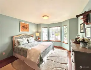 Beautiful Bay Window in the Front Bedroom with Light Coastal Color Theme