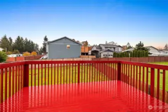 Deck over looking back yard.