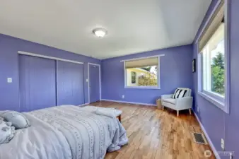 Main bedroom with wonderful large windows and natural light.