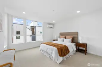 SPACIOUS primary bedroom! Model home, colors and finishes may vary.