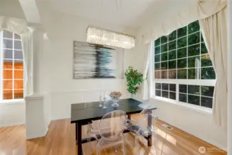 Inviting formal dining room looking out to backyard