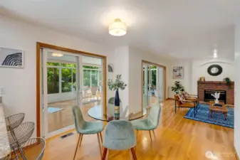 Kitchen with eat in space open to family room