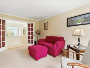 This room with french doors has potential for a study, office or even a guest room idea.
