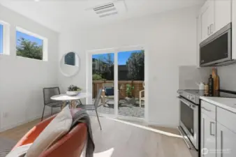 Sliding doors to the sunny patio