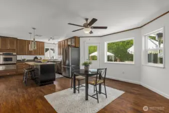 The eat-in space is tucked right between the kitchen and family room, creating the perfect spot for casual meals and connection.