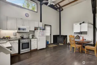 This is the office in the shop with a wood stove. The shop is leased at $1800 per month.