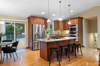 Island with seating area