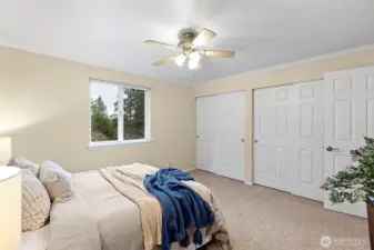 Primary bedroom with closet space
