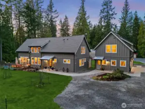 Main house with 2 bedrooms (primary on the main), loft, office + oversized bonus room (could be third bedroom)