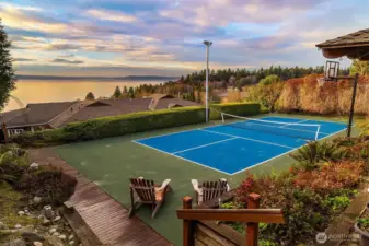 Enjoy the views while shooting hoops or playing pickleball.