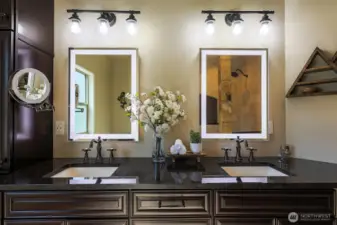 Primary vanity with light & Heated mirror.