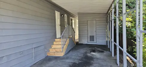 Carport on South side of house