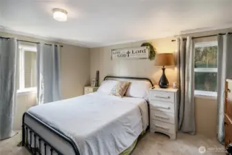 Updated bedroom to the Manufactured home, including windows,carpert and paint