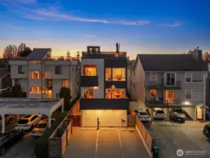 Reserved EV parking stall off alley