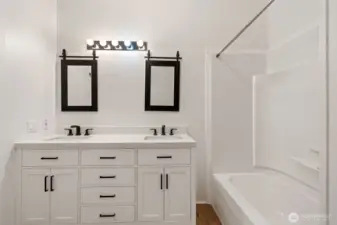 Full Guest bathroom with double sinks