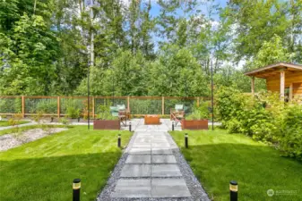 View of backyard from porch.