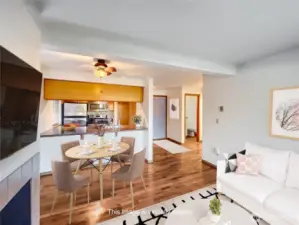 Living Room with view of kitchen