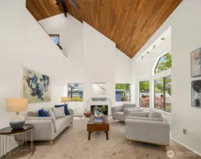 iving room with fireplace, large windows, and fireplace (buyer to verify functionality of fireplace - fire added to photos for appeal)