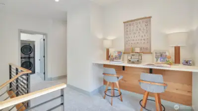 Open loft area serves as an ideal spot for homework, crafts or mini tech station.